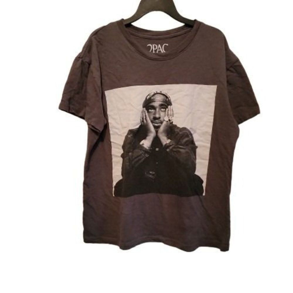 2pac Mens Gray 100% Cotton Crew Neck Short Sleeve Pullover T-Shirt Size Medium